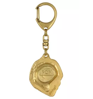 Berger polonais de plaine - porte-clés et collier avec chien dans une boîte, produit plaqué or de haute qualité, marque Art-Dog