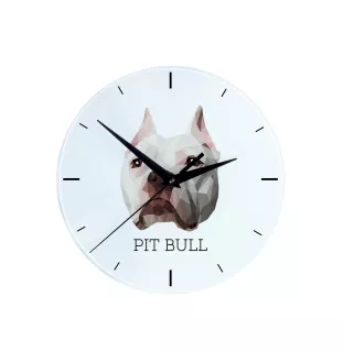 Pit Bull, American Pit Bull Terrier, Pitbull, APBT - horloge murale géométrique avec photo et logo de la marque Art-Dog