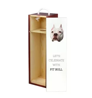 Pit Bull, American Pit Bull Terrier, Pitbull, APBT - une boîte géométrique avec une photo et un texte pour le vin de la marque Art-Dog