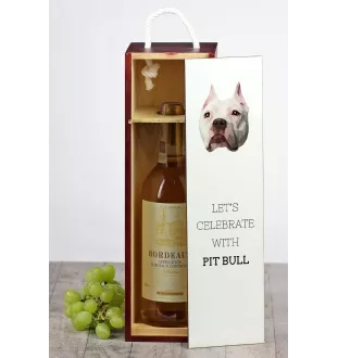 Pit Bull, American Pit Bull Terrier, Pitbull, APBT - geometrische Box mit einem Bild und Schriftzug für Wein der Marke Art-Dog