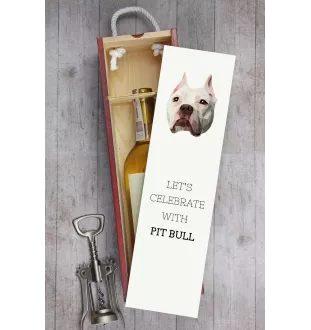 Pit Bull, American Pit Bull Terrier, Pitbull, APBT - une boîte géométrique avec une photo et un texte pour le vin de la marque Art-Dog