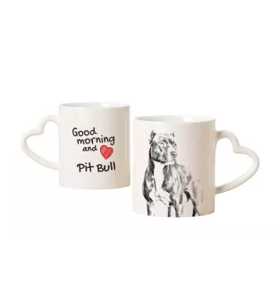 Pit Bull, American Pit Bull Terrier, Pitbull Terrier, APBT - cup with a dog, adorable cup with a heart-shaped handle, universal gift from the Art-Dog brand