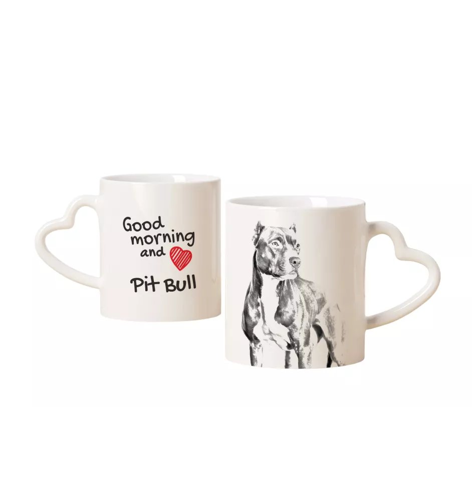 Pit Bull, American Pit Bull Terrier, Pitbull Terrier, APBT - cup with a dog, adorable cup with a heart-shaped handle, universal gift from the Art-Dog brand