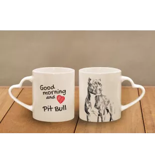 Pitbull, Pit Bull kubek z psem good morning serce Art-Dog