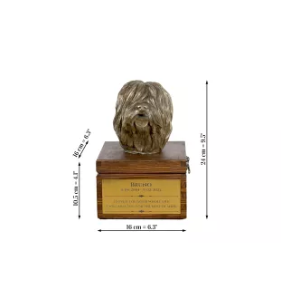 Polish Lowland Sheepdog, PON, Valee Sheepdog - urn for dog ashes with a statuette, small urn for a dog, personalized urn with a bust of a dog by Art-Dog brand