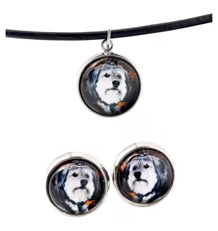 Polnischer Niederungshütehund, PON - Schmuck mit Ihrem Foto-Box, Halskette und Ohrringe-Set, personalisierte Produkte der Marke Art-Dog.