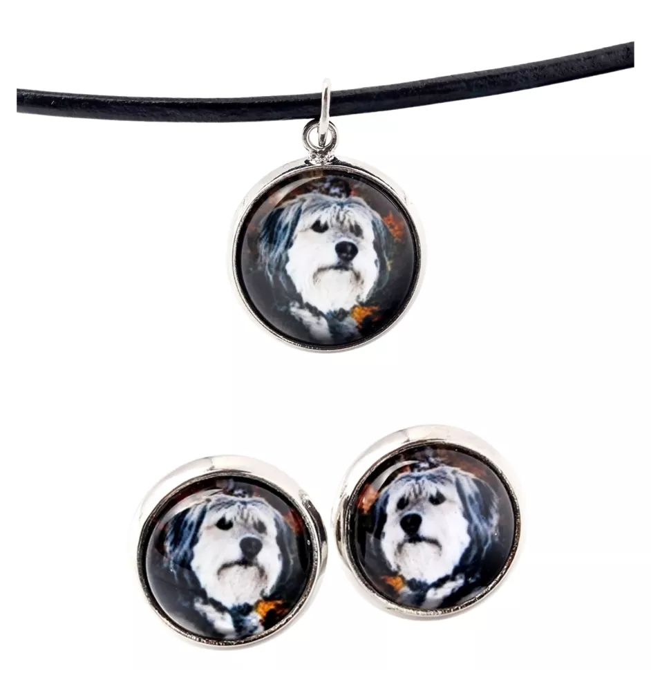 Polnischer Niederungshütehund, PON - Schmuck mit Ihrem Foto-Box, Halskette und Ohrringe-Set, personalisierte Produkte der Marke Art-Dog.