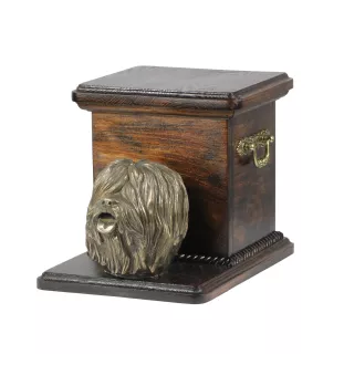 Polish Lowland Sheepdog, PON, Valee Sheepdog - urn for dog ashes with a statuette, elegant urn for a dog, unique urn with a bust of a dog by Art-Dog brand