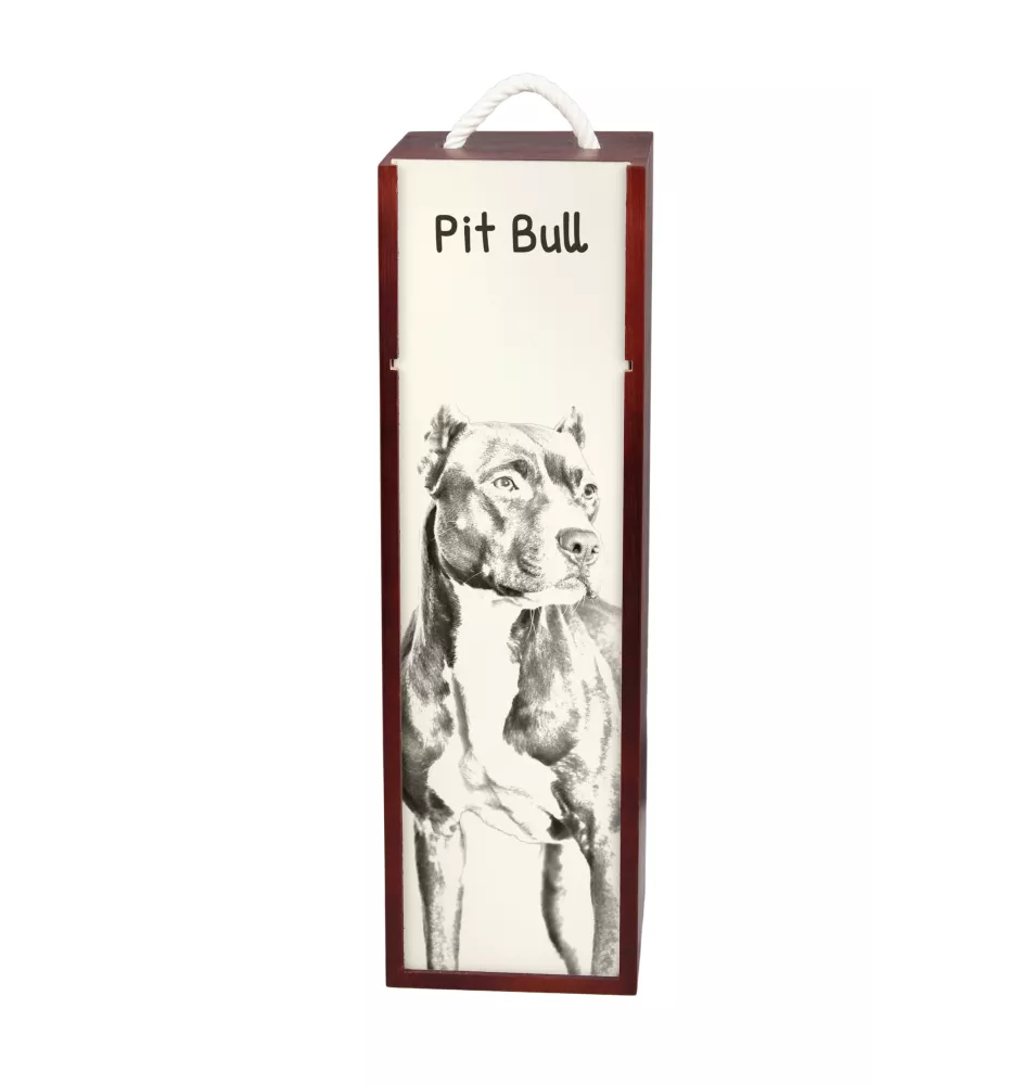 Pit Bull, American Pit Bull Terrier, Pitbull Terrier, APBT - wine box with a dog, alcohol box with graphics, personalized gift box from the Art-Dog brand