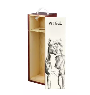 Pit Bull, American Pit Bull Terrier, Pitbull, APBT - Weinbox mit Hund, Alkoholbox mit Grafik, personalisierte Geschenkbox der Marke Art-Dog