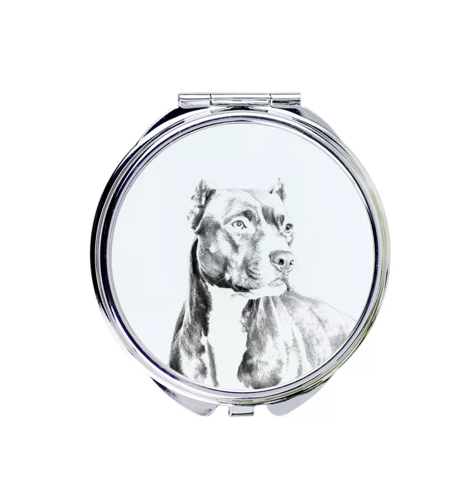 Pit Bull, American Pit Bull Terrier, Pitbull, APBT - miroir de poche avec chien, miroir personnalisé pour sac à main, miroir compact avec impression de la marque Art-Dog