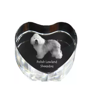 Berger polonais de plaine - une photo de chien dans un cristal, un cœur en cristal, un cadre photo exceptionnel de la marque Art-Dog