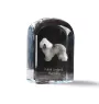 Polish Lowland Sheepdog, PON, Valee Sheepdog - crystal cube with a photo, photo of a dog in crystal, cubic paperweight from Art-Dog brand