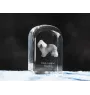 Polish Lowland Sheepdog, PON, Valee Sheepdog - crystal cube with a photo, photo of a dog in crystal, cubic paperweight from Art-Dog brand