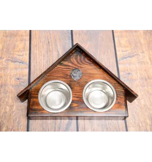 Berger polonais de plaine - support en bois avec des bols pour chien, bols pour chien décoratifs, cadeau pour l'adoption d'un chien de la marque Art-Dog