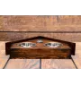Polish Lowland Sheepdog, PON, Valee Sheepdog - wooden stand with bowls for a dog, decorative dog bowls, a gift for adopting a dog from the Art-Dog brand