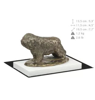 Polski owczarek nizinny statuetka na białym drewnie Art-Dog