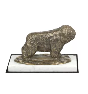 Polish Lowland Sheepdog, PON, Valee Sheepdog - dog figurine, statue on white marble, trophy for Art-Dog dog show exhibition