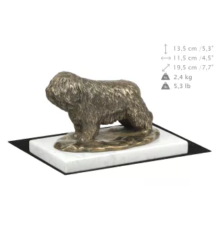 Polish Lowland Sheepdog, PON, Valee Sheepdog - dog figurine, statue on white marble, trophy for Art-Dog dog show exhibition