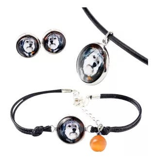 Polnischer Niederungshütehund, PON - Schmuckset in einer Schachtel, Halskette, Ohrringe, Armband, Produkte der Marke Art-Dog