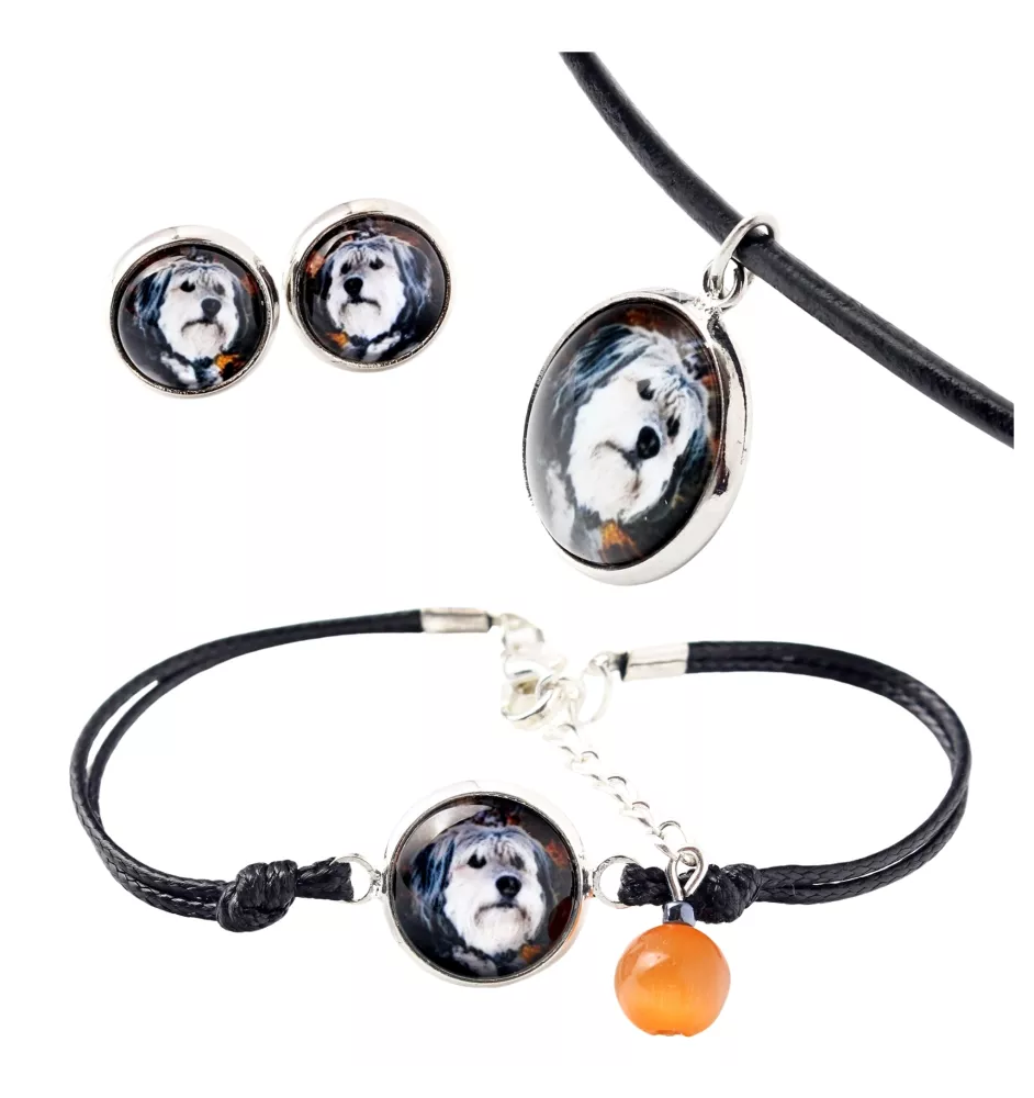 Berger polonais de plaine - ensemble de bijoux dans une boîte, collier, boucles d'oreilles, bracelet, produits de la marque Art-Dog