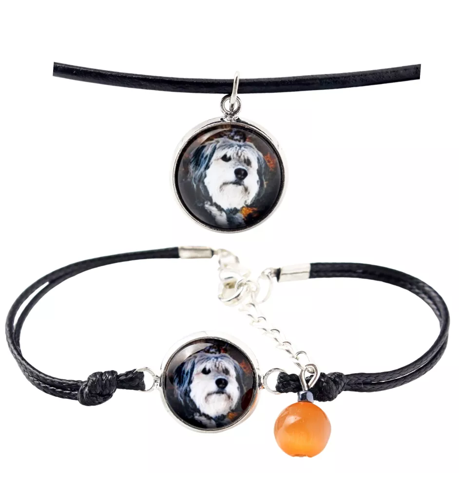 Berger polonais de plaine - ensemble de bijoux avec votre photo, ensemble fait à la main, bracelet et collier de la marque Art.-Dog