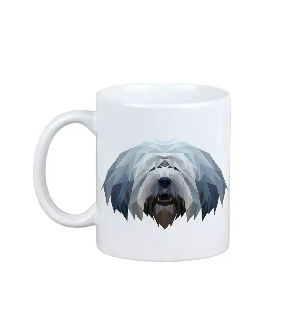 Berger polonais de plaine - tasse avec une photo et un motif de chien géométrique Art-Dog