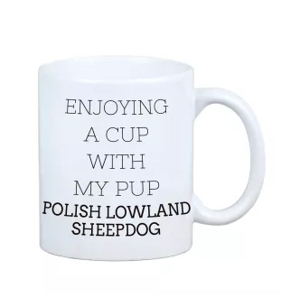 Berger polonais de plaine - tasse avec une photo et un motif de chien géométrique Art-Dog