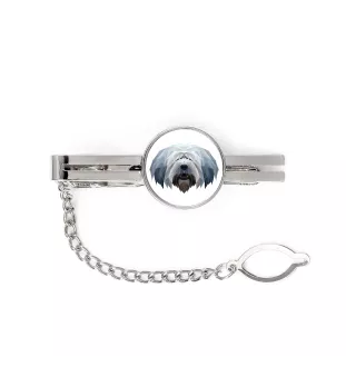 Polish Lowland Sheepdog, PON, Valee Sheepdog - geometric tie clip with a picture and inscription from Art-Dog