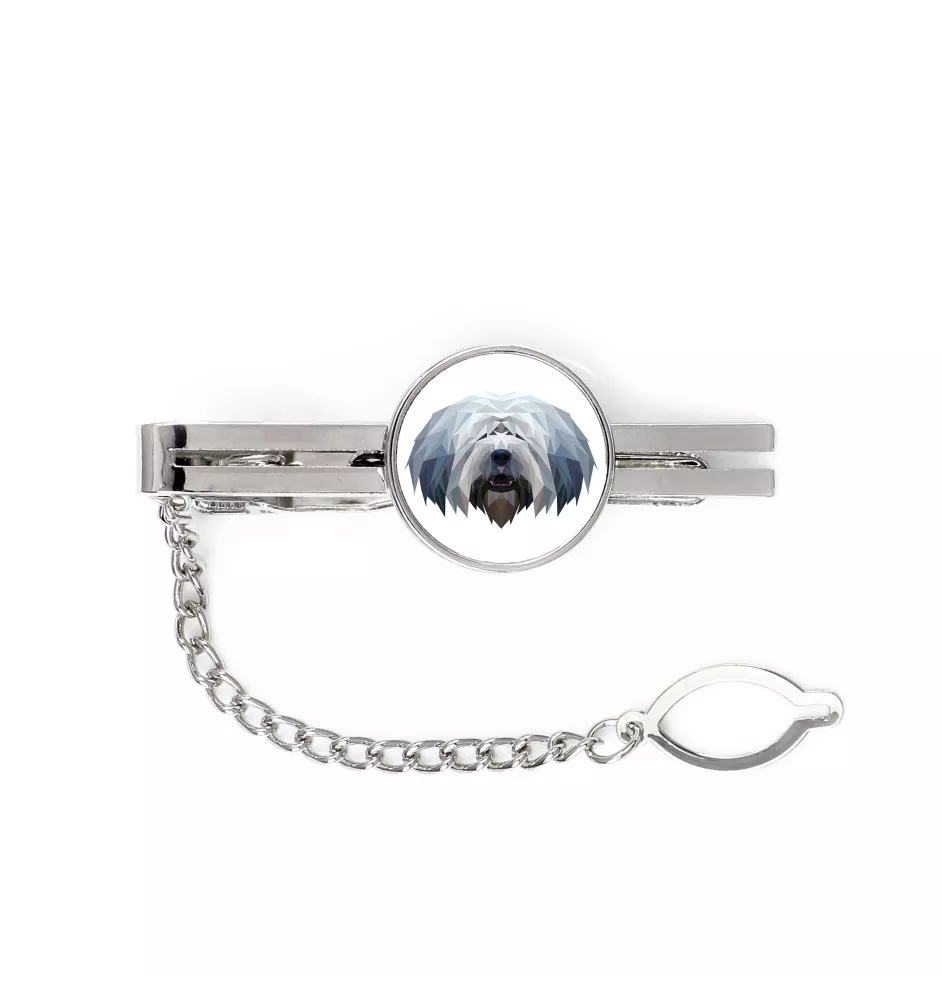 Polish Lowland Sheepdog, PON, Valee Sheepdog - geometric tie clip with a picture and inscription from Art-Dog