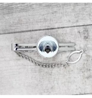 Polish Lowland Sheepdog, PON, Valee Sheepdog - geometric tie clip with a picture and inscription from Art-Dog