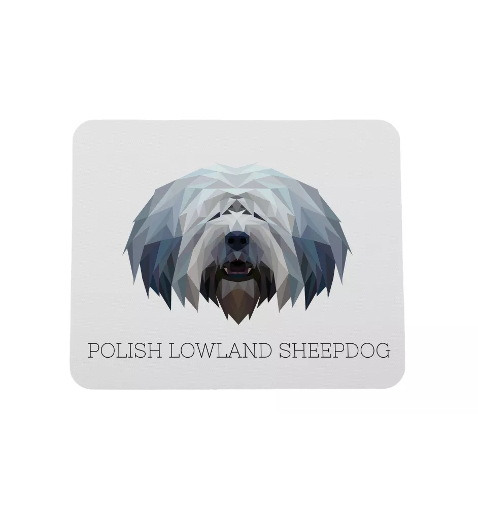 Berger polonais de plaine - tapis de souris géométrique avec photo et inscription Art-Dog