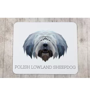 Polish Lowland Sheepdog, PON, Valee Sheepdog - geometric mouse pad with a picture and text by Art-Dog