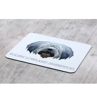 Polnischer Niederungshütehund, PON - geometrisches Mauspad mit Bild und Aufschrift von Art-Dog