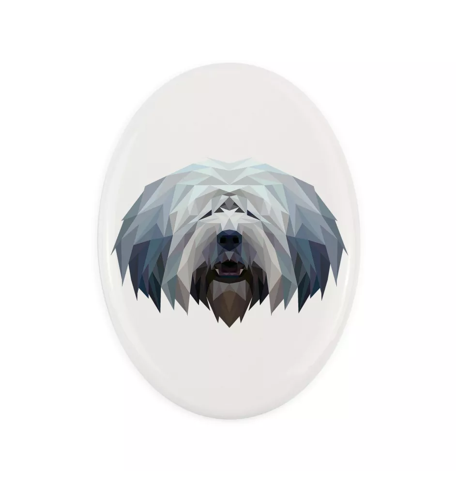 Polish Lowland Sheepdog, PON, Valee Sheepdog - a plate with a geometric design and the brand name Art-Dog