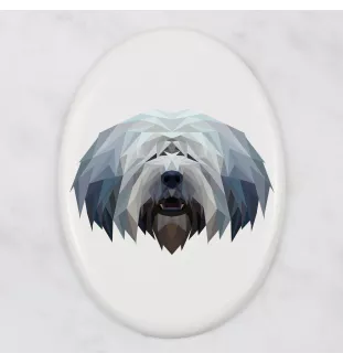 Polish Lowland Sheepdog, PON, Valee Sheepdog - a plate with a geometric design and the brand name Art-Dog