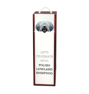 Polish Lowland Sheepdog, PON, Valee Sheepdog - geometric box with a picture and inscription for wine by Art-Dog