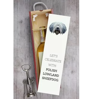 Polish Lowland Sheepdog, PON, Valee Sheepdog - geometric box with a picture and inscription for wine by Art-Dog