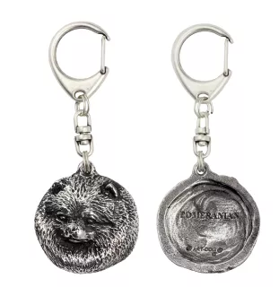 Pomeranian, Pommer, Pommerlo, Zwergspitz - Versilberter Schlüsselanhänger mit Hund, Handtaschen-Dekoration, Rucksack-Anhänger der Marke Art-Dog