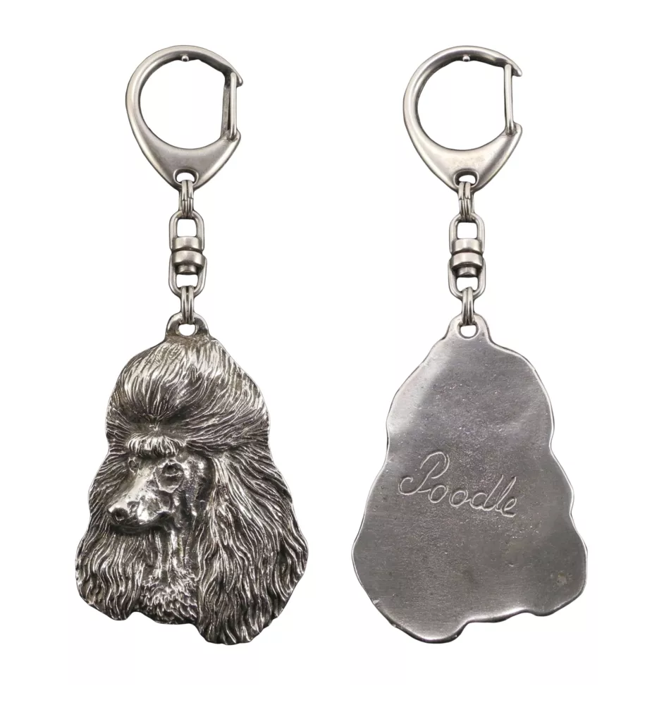 Caniche - Porte-clés argenté avec chien, décoration de sac à main, pendentif de sac à dos par la marque Art-Dog