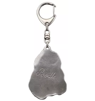 Caniche - Porte-clés argenté avec chien, décoration de sac à main, pendentif de sac à dos par la marque Art-Dog