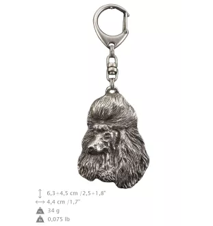 Caniche - Porte-clés argenté avec chien, décoration de sac à main, pendentif de sac à dos par la marque Art-Dog