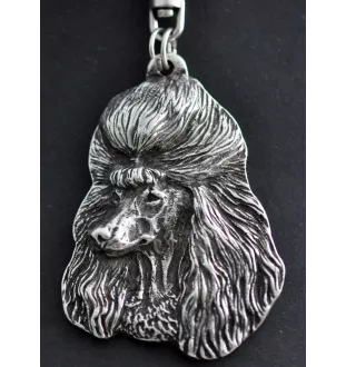 Caniche - Porte-clés argenté avec chien, décoration de sac à main, pendentif de sac à dos par la marque Art-Dog