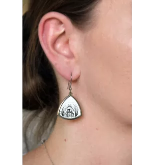 Berger polonais de plaine - boucles d'oreilles avec chien, boucles d'oreilles pendantes avec photo, bijoux personnalisés avec impression de la marque Art-Dog