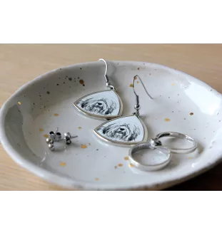 Polnischer Niederungshütehund, PON - Hund Ohrringe, hängende Ohrringe mit Bild, personalisierter Schmuck mit dem Aufdruck der Marke Art-Dog