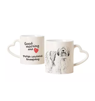 Polish Lowland Sheepdog, PON, Valee Sheepdog - cup with a dog, adorable cup with a heart-shaped handle, universal gift from the Art-Dog brand