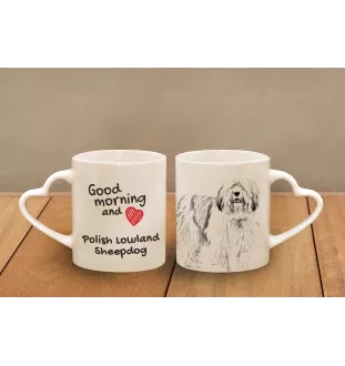 Polski owczarek nizinny kubek z psem good morning serce Art-Dog