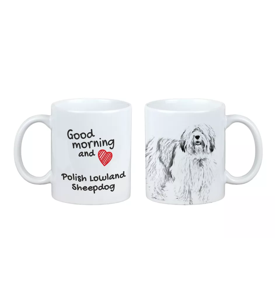 Polski owczarek nizinny kubek z psem good morning Art-Dog