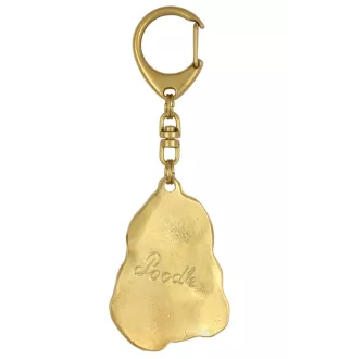 Caniche - Porte-clés doré avec chien dans boîte cadeau, décoration de sac à main, accessoire de luxe de la marque Art-Dog