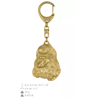 Caniche - Porte-clés doré avec chien dans boîte cadeau, décoration de sac à main, accessoire de luxe de la marque Art-Dog